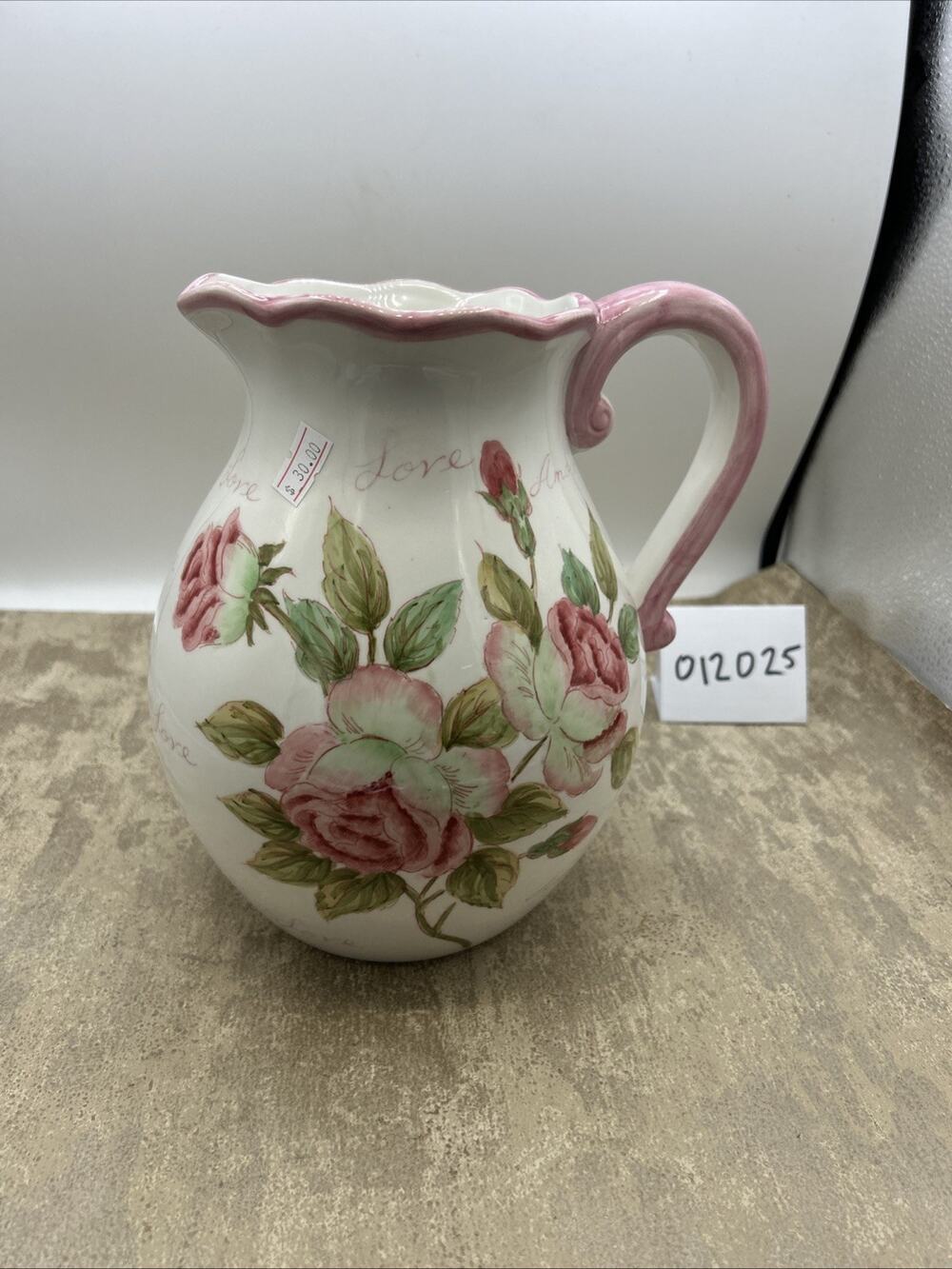 Maxcera Amour Pink Rose Love Pitcher Lovely Romantic Decor Wedding